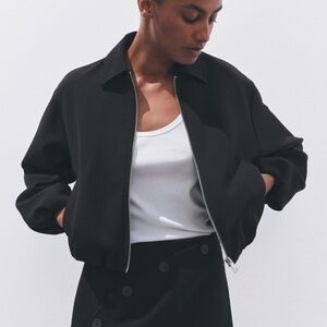 NWT ZARA PUFFED ZIPPERED BOMBER JACKET - Black - Size S